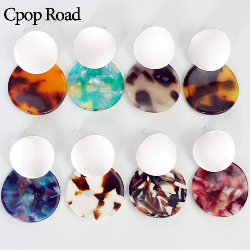 Женские леопардовые серьги Cpop круглые акриловые красного зеленого синего цвета с уксусной кислотой