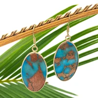 earrings for women tiger eye stone lapis lazuli powder crystal edging color retro style diy pendant earrings exquisite wholesale