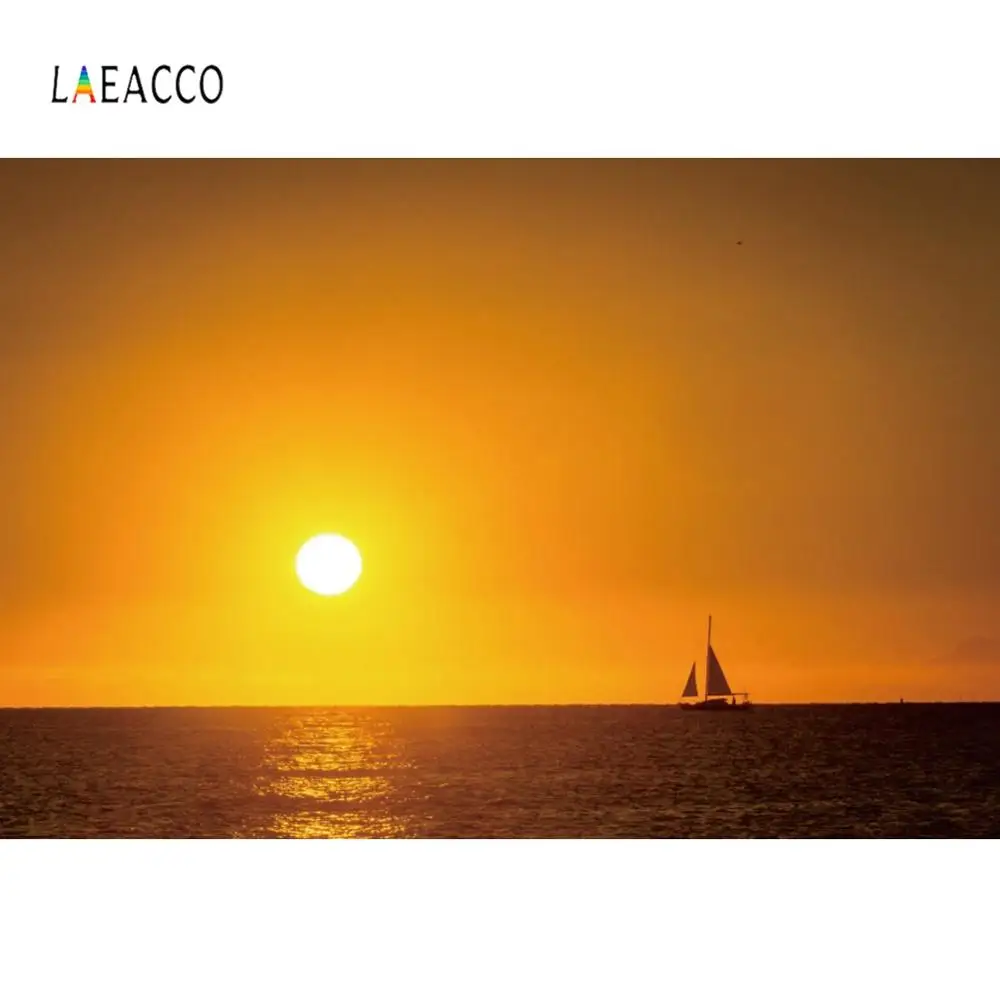 Фоны Laeacco для фотосъемки с изображением заката Морского Пейзажа парусного
