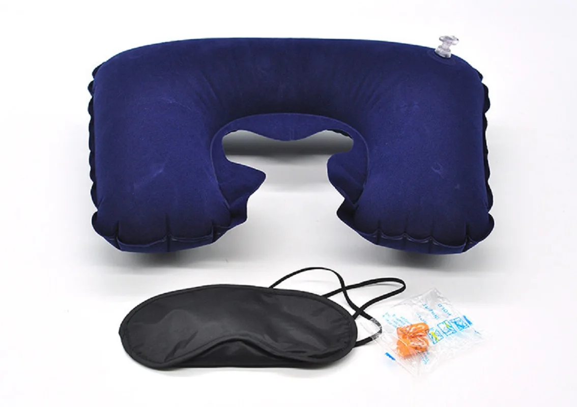 CAMMITEVER 3Pcs Inflatable U Shaped Pillow Earplug Eyeshade Car Head Neck Rest Air Cushion for Travel Support | Дом и сад
