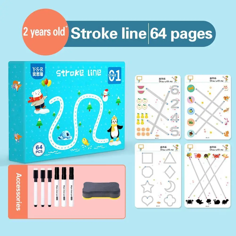 Libro de trabajo de trazado m&aacute;gico para ni&ntilde;os, cuaderno de caligraf&iacute;a reutilizable, libro de dibujo para pr&aacute;ctica, actividades de aprendizaje para ni&ntilde;os peque&ntilde;os, Juguetes-1