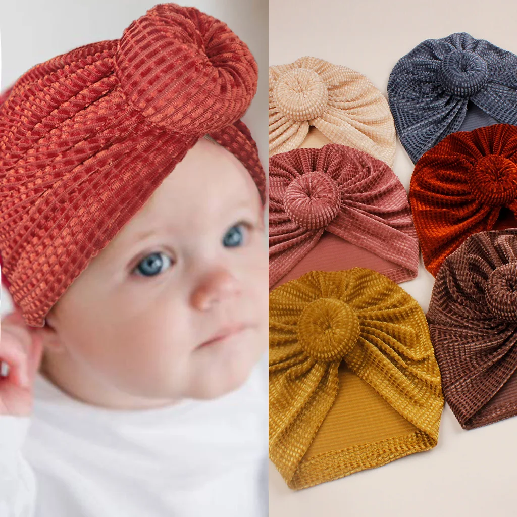 

2021 New Baby Beanies Hats For Newborn Toddler Baby Girl Boy Turban Cotton Beanie Hat Winter Donut Cap Knot Soft Cap Accessories
