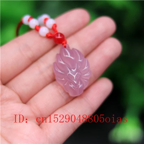 Ожерелье Из Натурального Розового китайского нефрита с подвеской в виде лисы