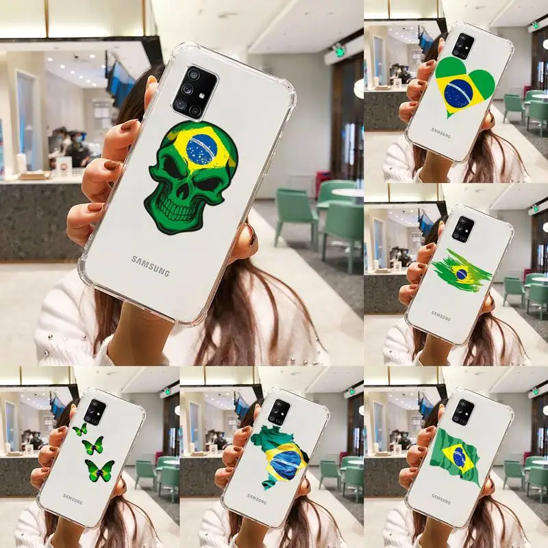 

Brazilian flag Phone Case Transparent For Samsung A51 A50 A71 A70 A81 M60S Note S21 S 20 10 9 8 11 E Plus Ultra
