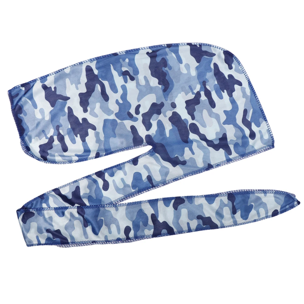 

Women Men Long Tail Camo Silky Durags Turban Cap Head Cover Bandana Headband Hat Unisex Colorful Fashion Headwear Bandanas