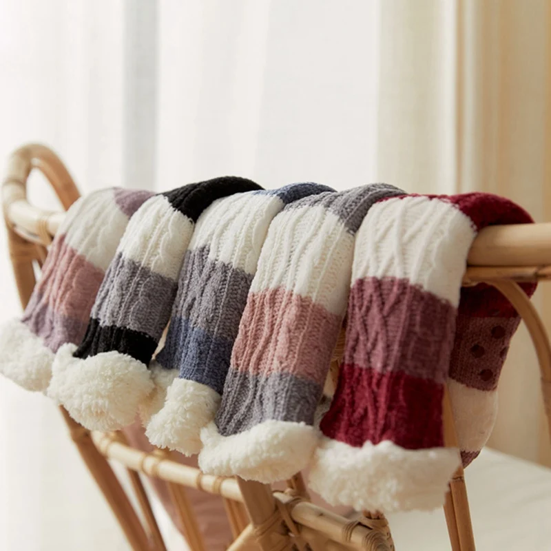 

Socks Bed Women Socks Pure Color Fluffy Winter Warm Kids Gift Soft Floor Home Accessories Socks New Year Gift