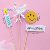 birthday party decoration cake plugin retro bear creative candle smiley banner card happy birthday flag
