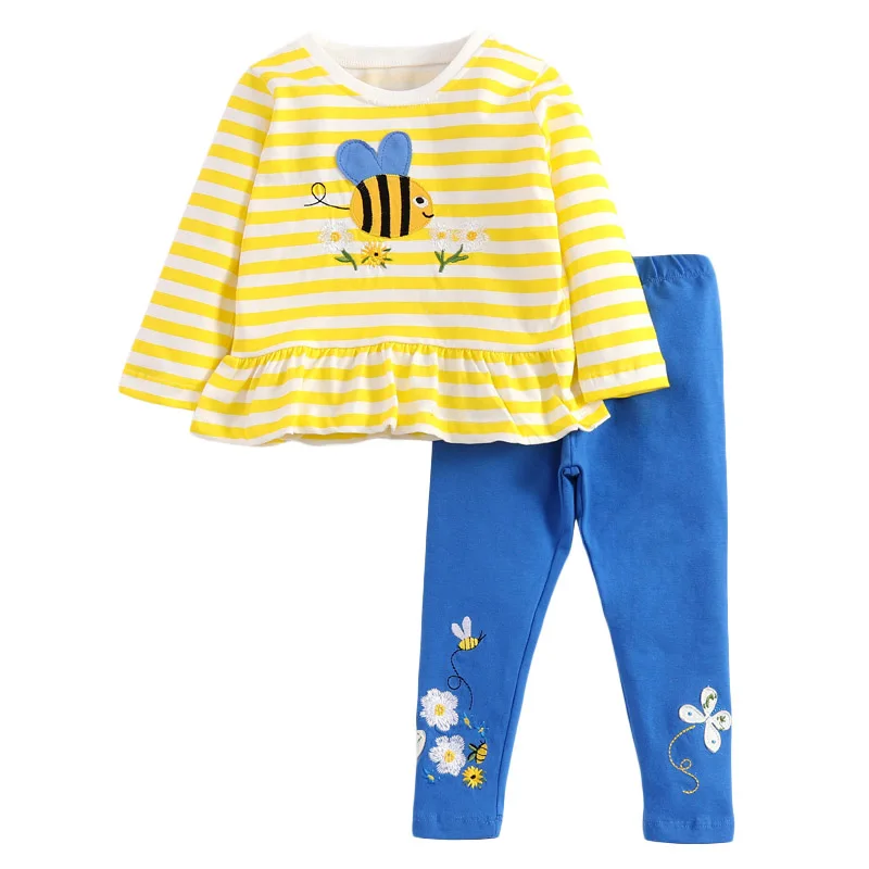 

100% Cotton Girls T-shirt Leggings Pants Children's Clothing Suit Infant Kids Cartoon Long Sleeve Outfits Baby Girl Clothes Sets