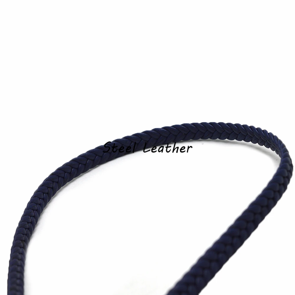 Шнур Кожаный Плетеный синий 10 м/лот около 7 х 3 мм | Украшения и аксессуары