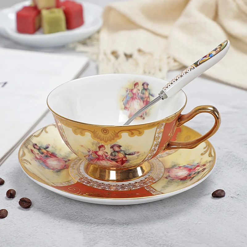 

YeFine Bone China Coffee Cup and Saucer Set Advanced Royal Classical Afternoon Tea Cups Ceramic