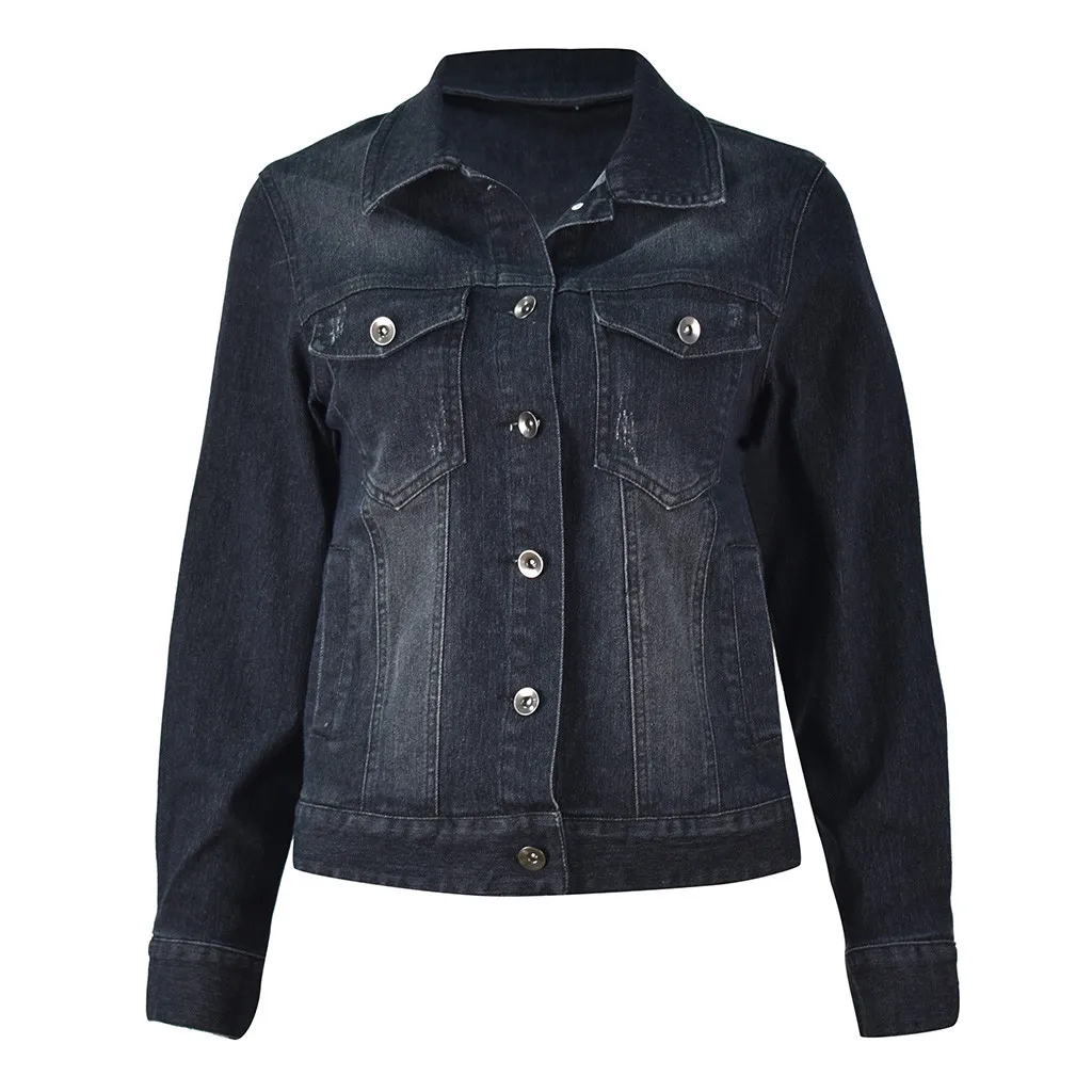 Женская джинсовая куртка с отложным воротником в стиле ретро свободная