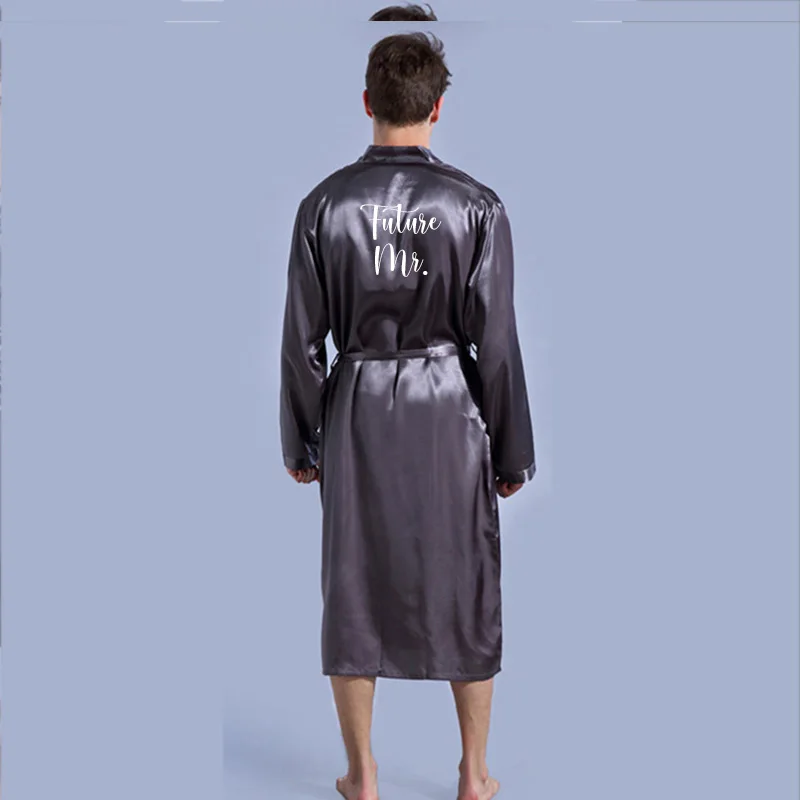 Халат для жениха мягкий домашний халат из искусственного шелка ночная рубашка
