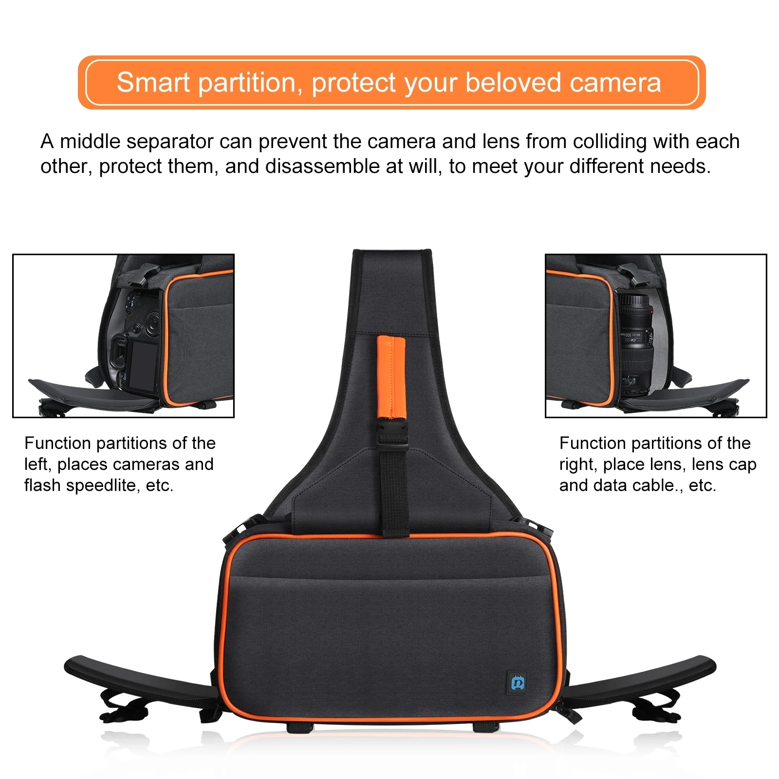 puluz outdoor portable triangle style slr camera bag sling waterproof backpack shoulder messenger bags with removable lens bag free global shipping