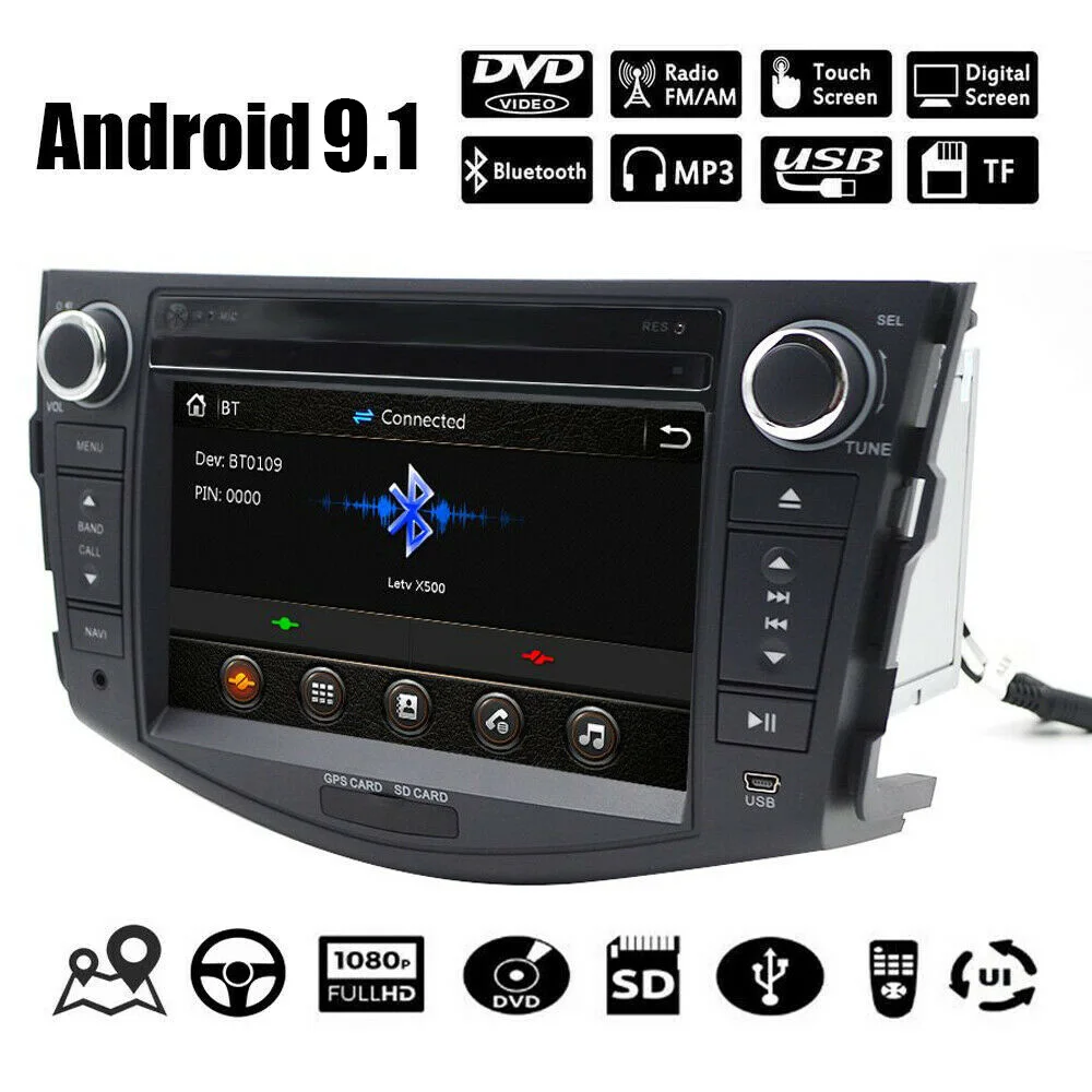 Android 9 1 2 Din Автомобильный мультимедийный плеер для Toyota RAV4 7 &quot2 din автомобильный DVD
