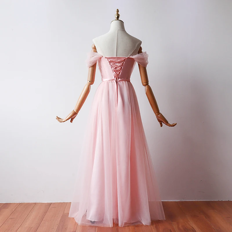 Розовое платье подружки невесты длинное размера плюс для свадебной вечеринки