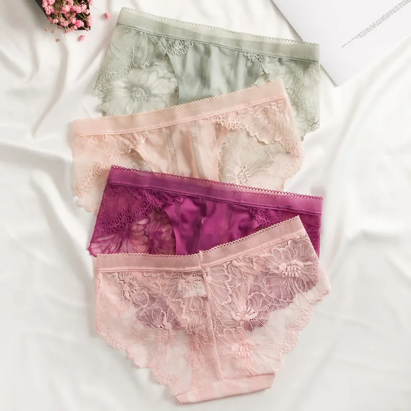 

3pcs/M-XXL Lace Sexy Lingerie Panties Comfort Breathable Seamless Women Underwear Cotton Crotch Girls Panty Briefs