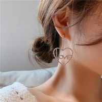 2020 new women earrings fashion elegant exaggerated heart shaped hanging dangle prevent allergy trend rhinestone drop earrings