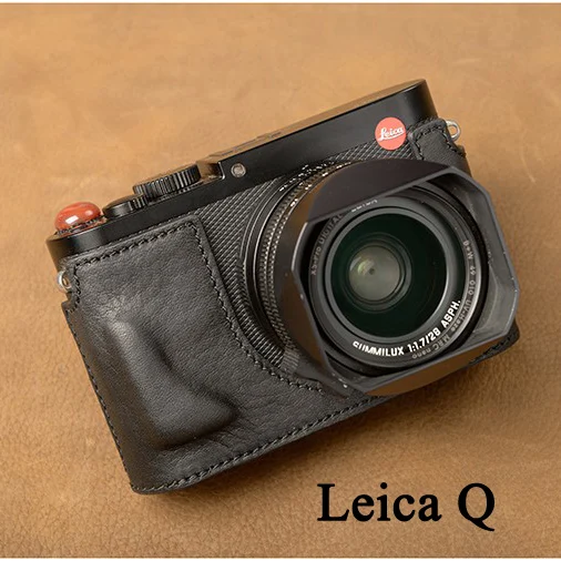 AYdgcam ручной работы из натуральной кожи чехол для камеры половина тела для Leica Q Typ 116 Leica Q2 Нижняя крышка ручка винтажный Чехол - Цвет: Black Q
