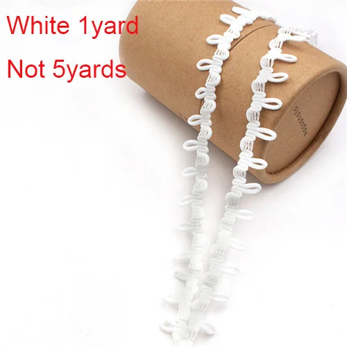 White 1yard 5 ярдов черно-белые петли для пуговиц эластичная кружевная Лента Сделай Сам многоцветная кружевная отделка ручной работы для одежды аксессуары для шитья - Цвет: White 1yard