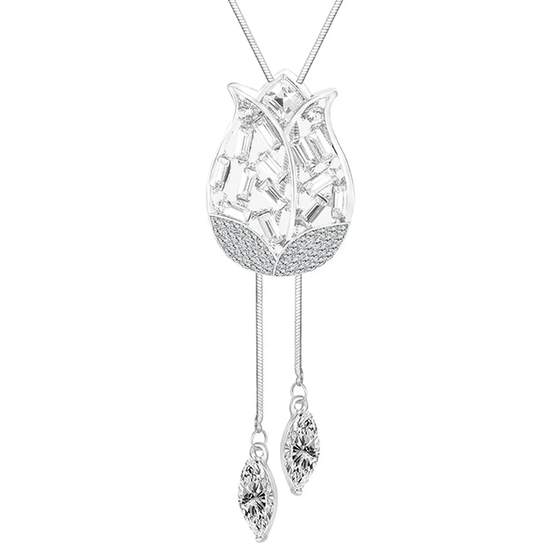 Креативная цепочка для свитера с тюльпаном длинное регулируемое ожерелье из