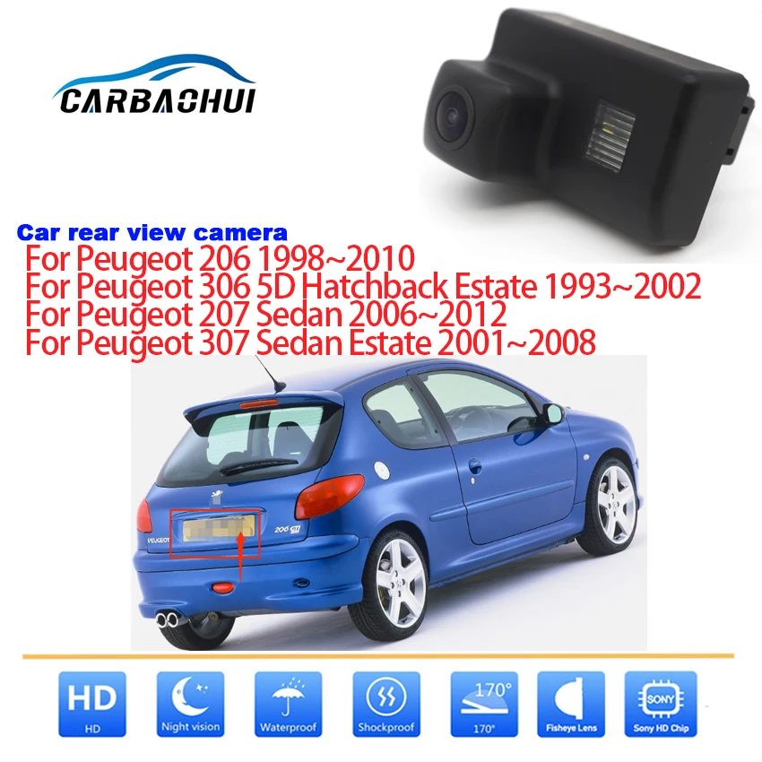 Автомобильная камера заднего вида для Peugeot 206 306 207 307 1998 ~ 2015 Full HD CCD ночного видения