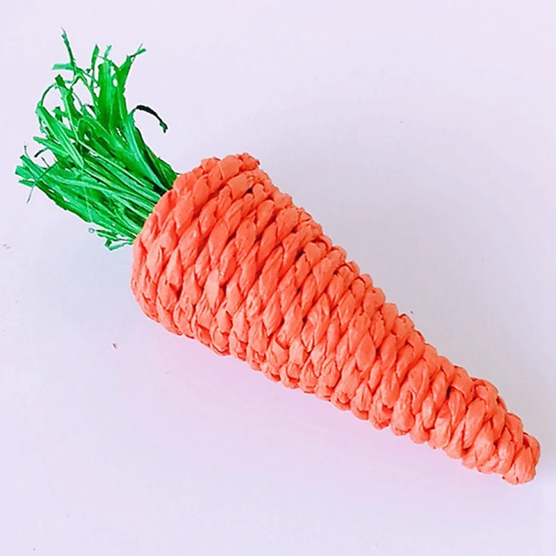 

3PCS Pet Hamster Toys Set Straw Rope Weave Toy Small Hamster Carrot Toys Small Animal Chew Toys Simulation Carrot Toy