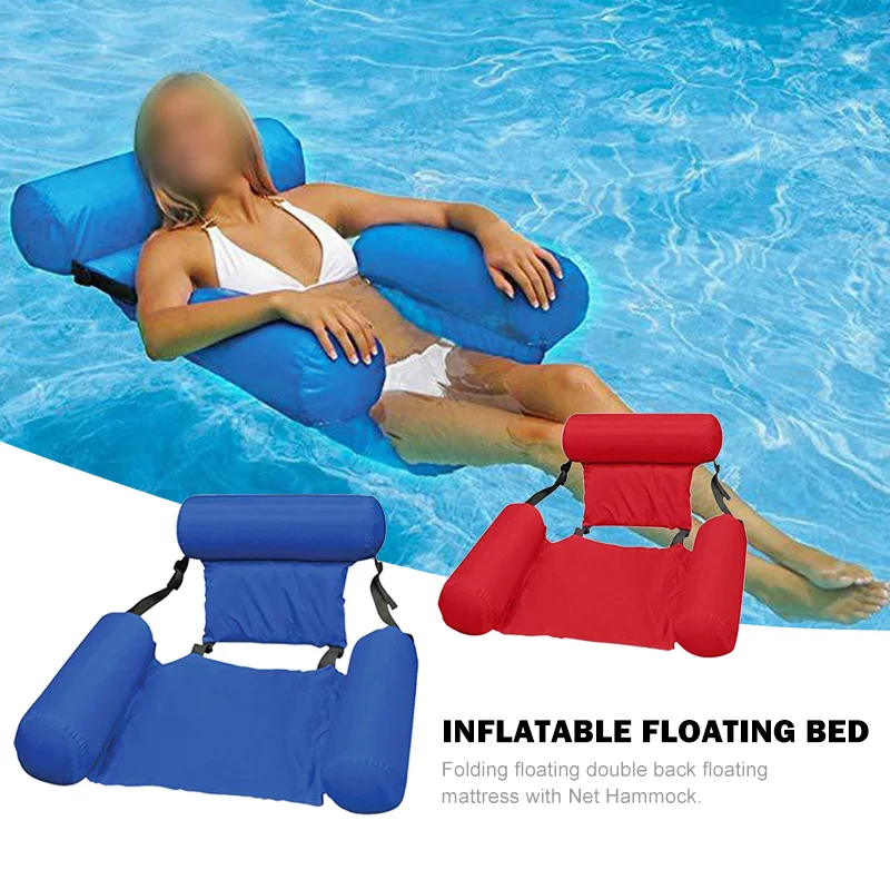 

PVC Summer Inflatable Belt Hammock Foldable Water Pleasure Lounge Chair Floating Bed For Swimming Beach Water Pool Accessories#
