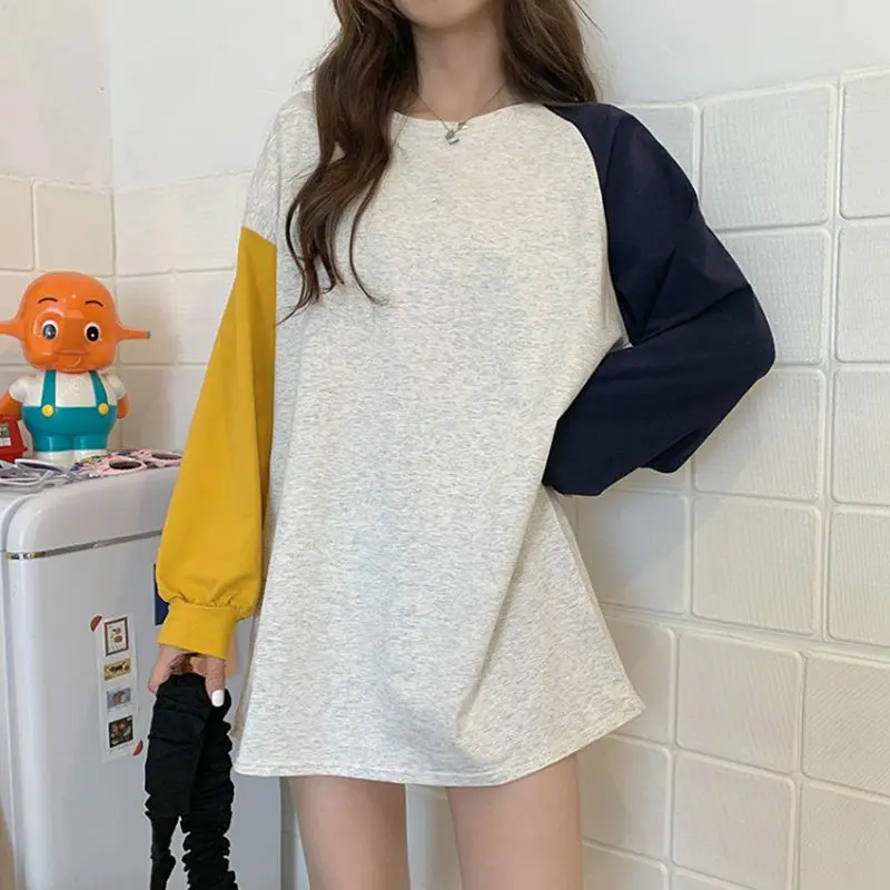 Женская футболка с длинным рукавом универсальная свободная в Корейском стиле