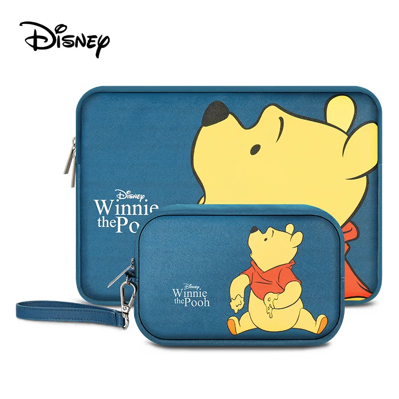 

2021 Disney Winnie The Pooh Laptop Bag & Power Pack 2Pcs Set PU Leather 13 14 In Notebook Bag Sleeve For Macbook Case Computer