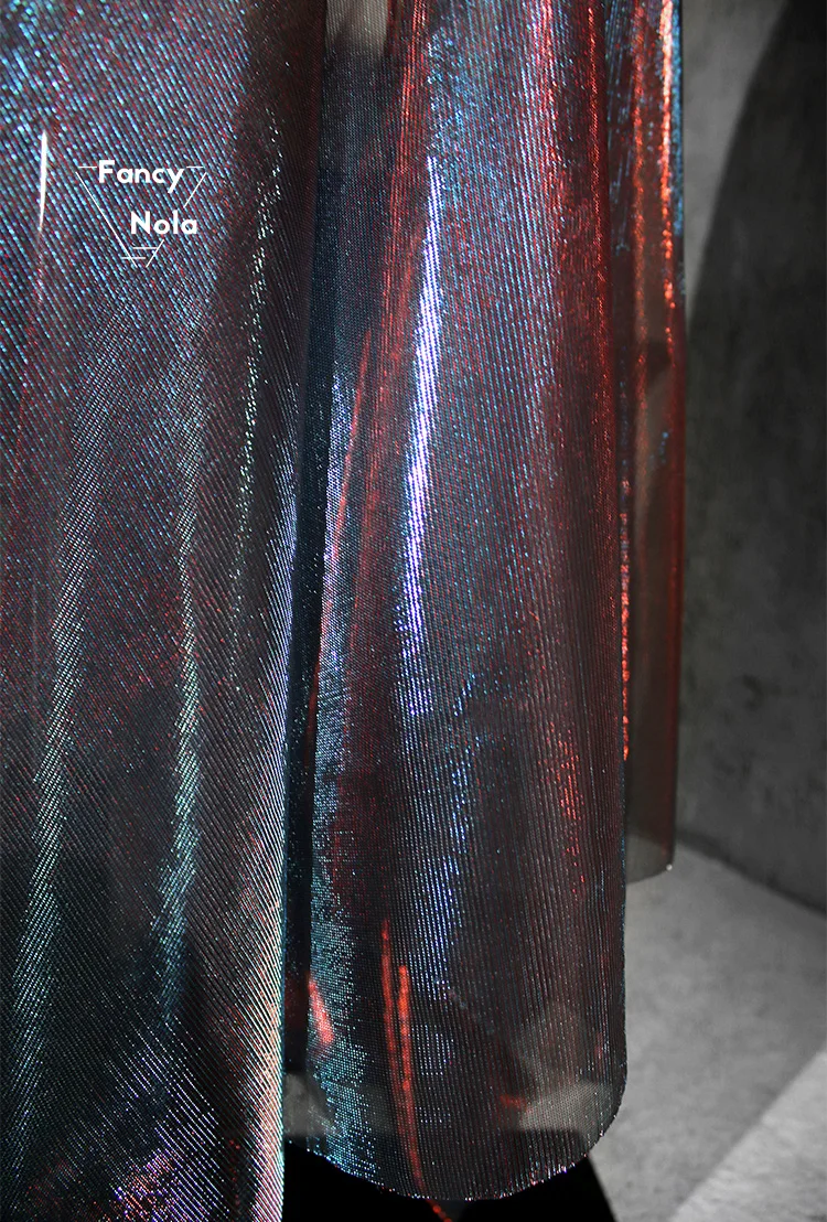 Лазерная Переливающаяся сетчатая ткань с отверстиями градиентные цвета