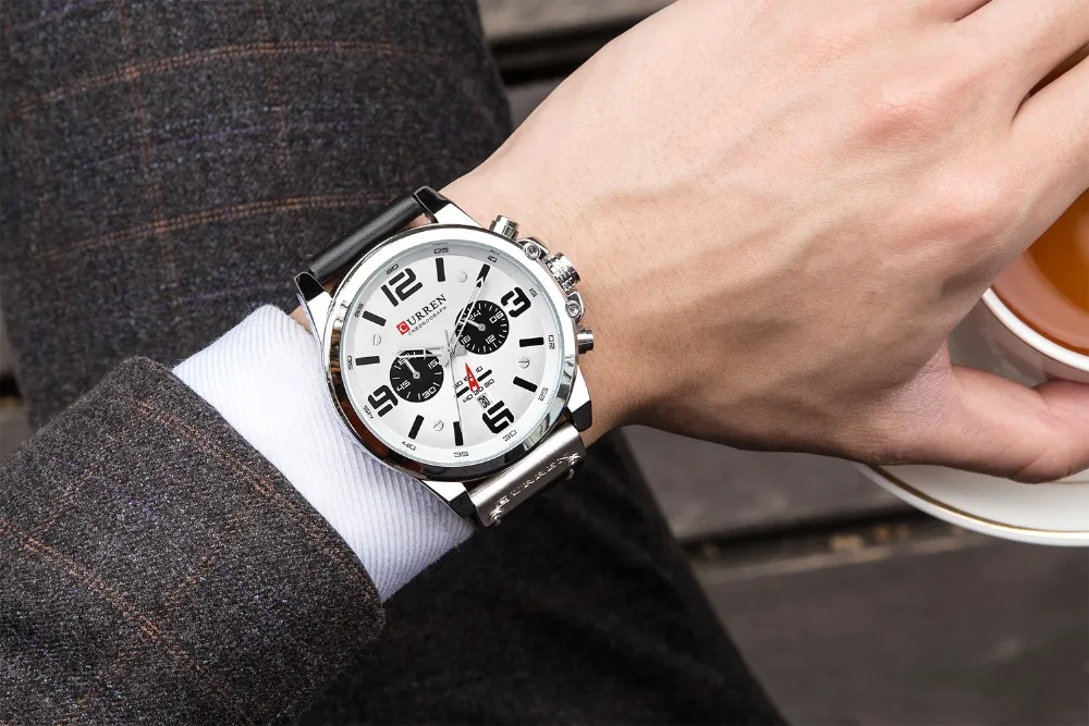 

Fashion Classic Black White Chronograph Watch Men 2018 Men's Watches Casual Quartz Wristwatch Male Clock Reloj Hombre