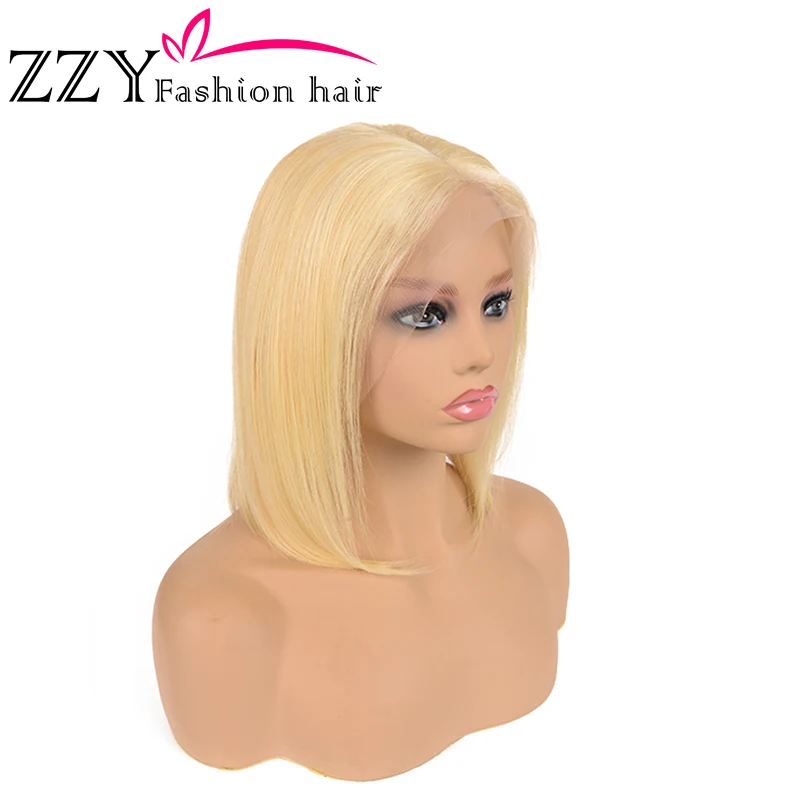 ZZY Fashion волосы прямые блонд 13х6 передние кружевные человеческие волосы парик Бразильский передний кружевной парик 150% плотность 613 нереми волосы парик