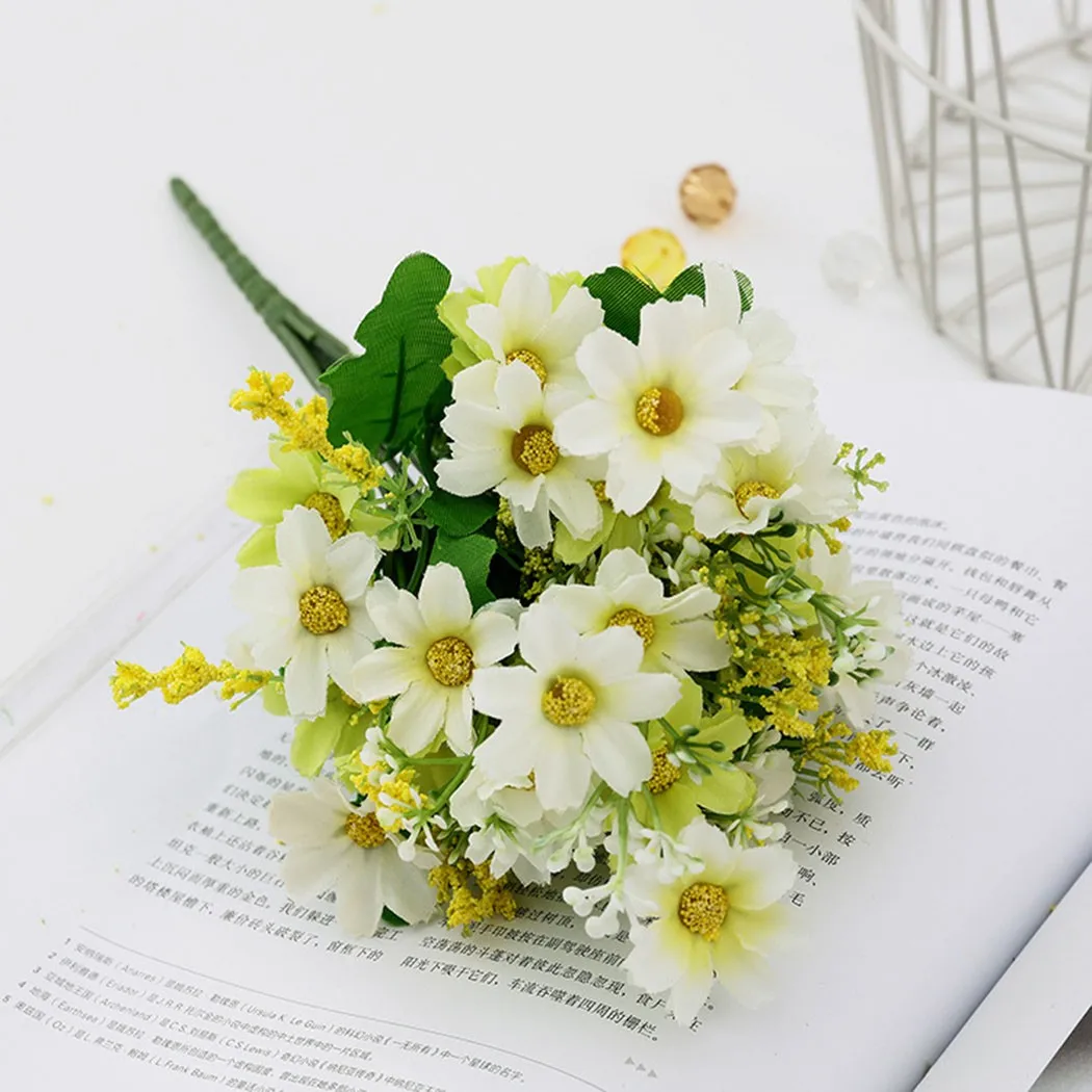 

28 Head Daisy Artificial Flowers Bride Bouquet Plastic Fake Flower For DIY Home Garden Wedding Party Garden Decoration