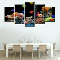 vivid aquariums corals colorful fishes poster 5 panel canvas picture print wall art canvas painting wall decor for living room