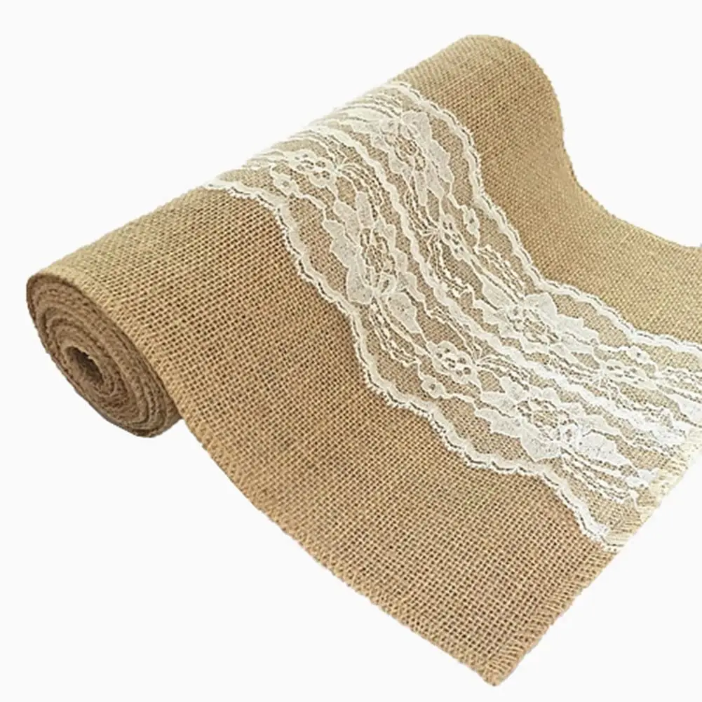 

275CM Burlap Dining Table Runner Roll Wedding Decoration Table Cloth Christmas Restaurant Table Decor