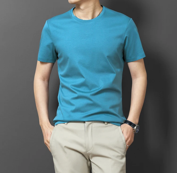 

Best Sales Cheap Cotton 7 Soild Color Plain Basic Casual Slim Fit O-neck Short Sleeve Men's T-shirts