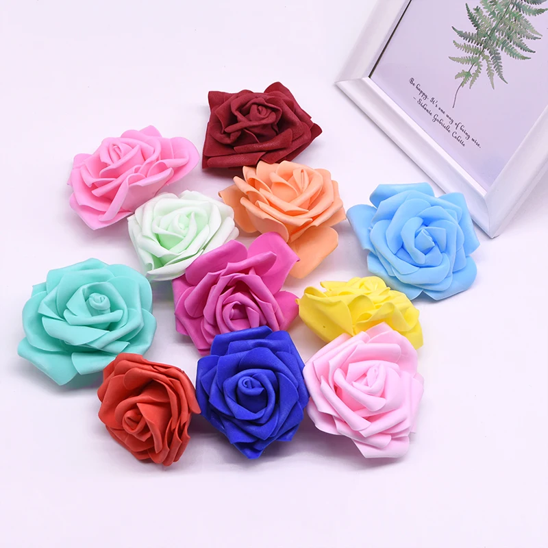 

10/30Pcs 8cm Artificial Rose Flowers Head PE Foam Fake Flower DIY Bride Bouquet Wreath Home Craft Wedding Decor Supplies
