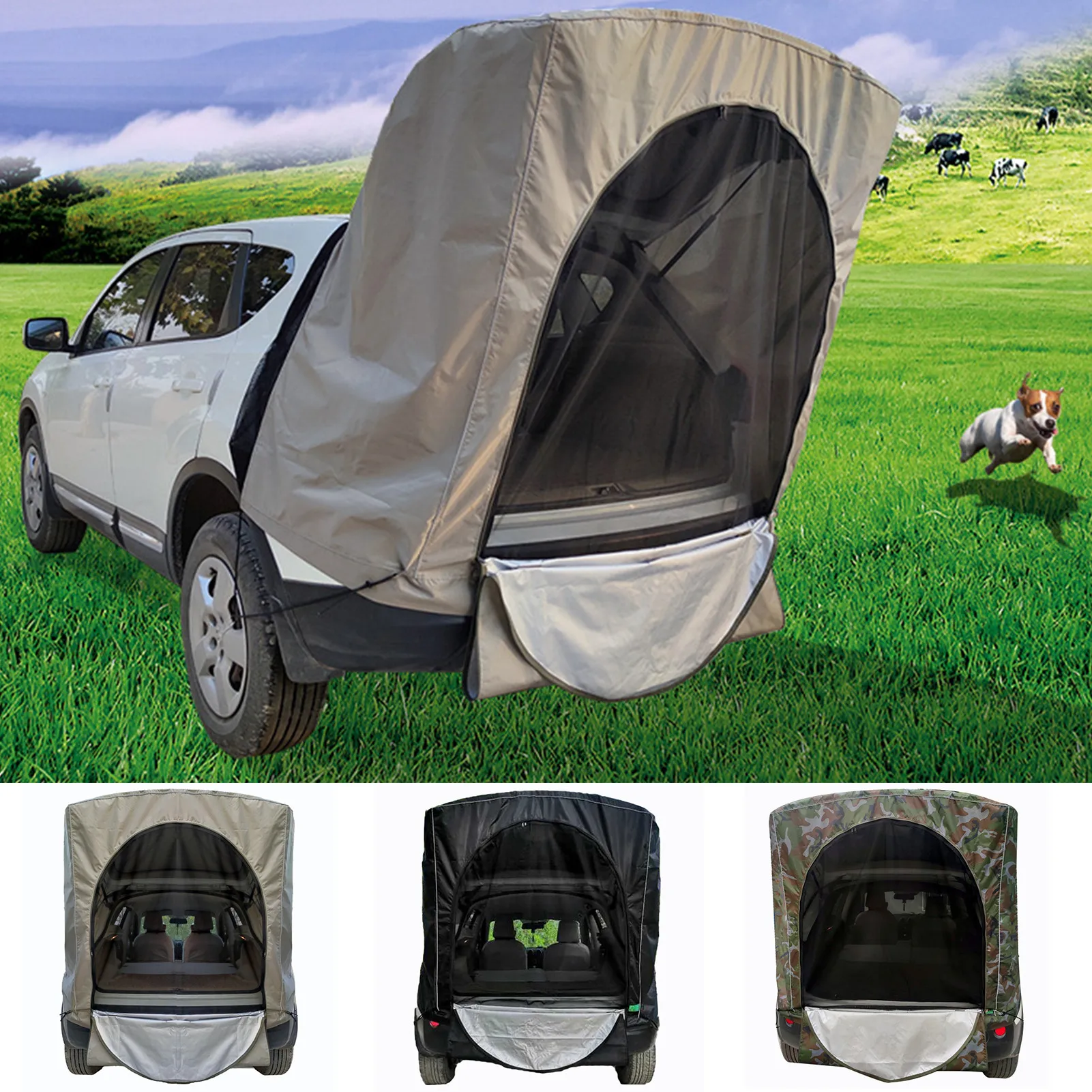 

Car Trunk Tent Waterproof Windproof Universal Portable Road Trip Car Camping Anti-UV Awning For SUV Hatchback