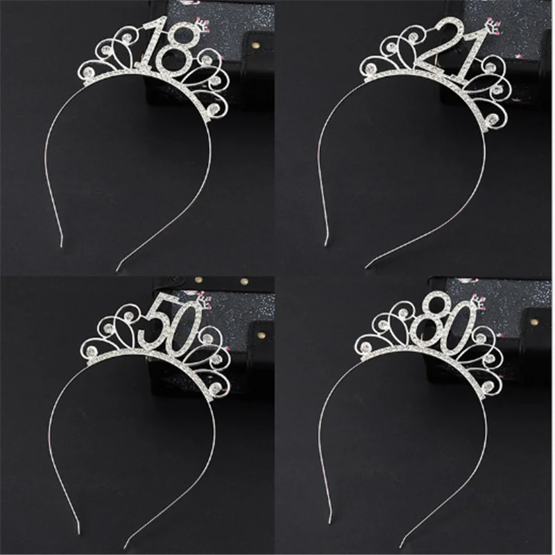 Alloy Numbers 18 20 30 40 50 Happy Birthday 60 Years Old Hair Accessories Headband Bachelor Party Hen Party 18 Years Old Adult
