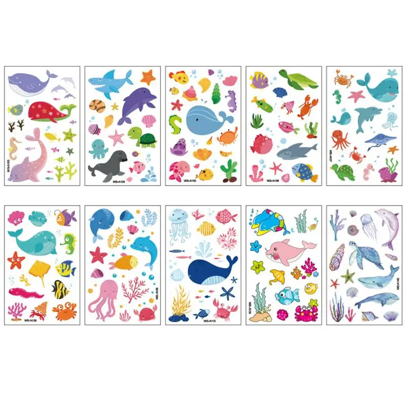 10 шт. наклейки морские животные декоративные одноразовые Мультяшные орнаменты