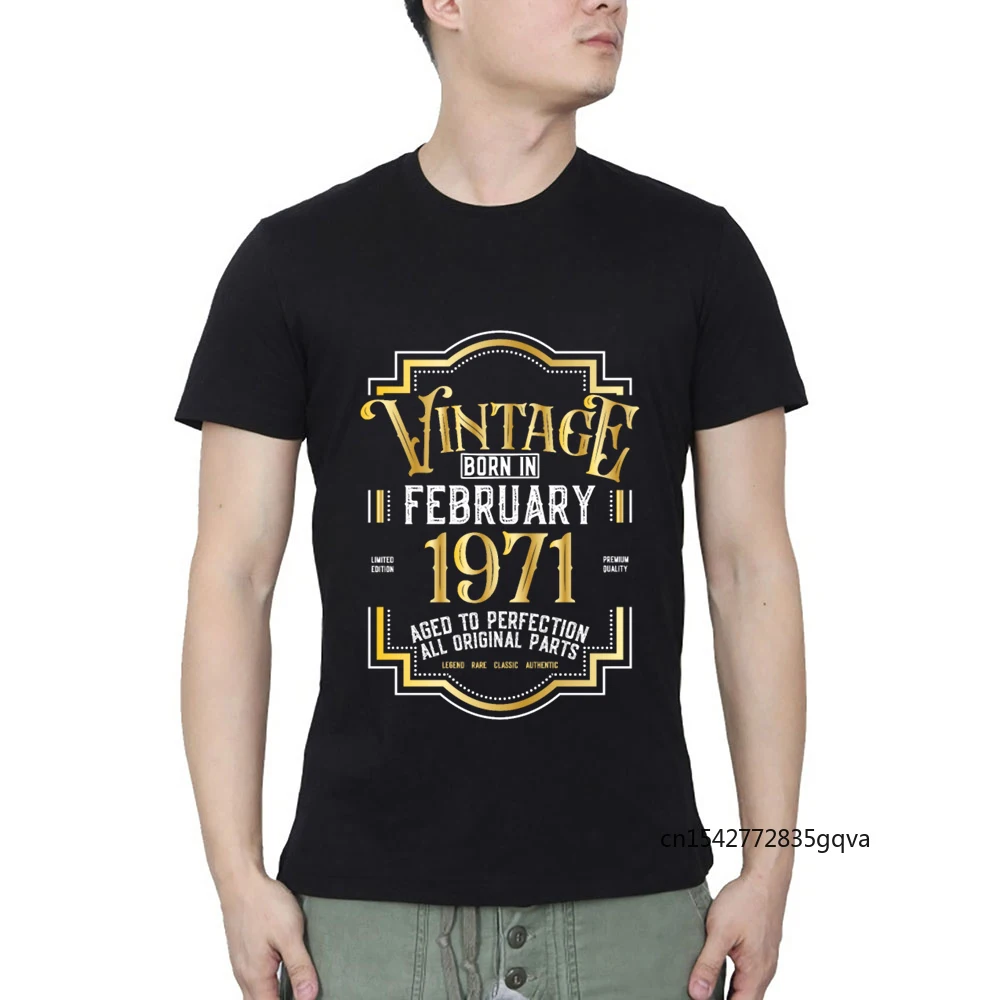 

Birthday Vintage February 1971 T-shirt Streetwear O Neck Casual Summer New Arrival 2021 Mens Graphic T Shirts