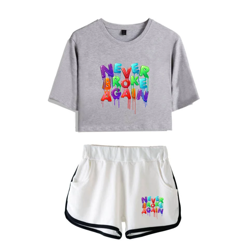 

YoungBoy Never Broke Again Feminino Ladies Sportswear Two-Piece Ladies Short top + Shorts Casual Girl Sexy Suit Yoga Clothes