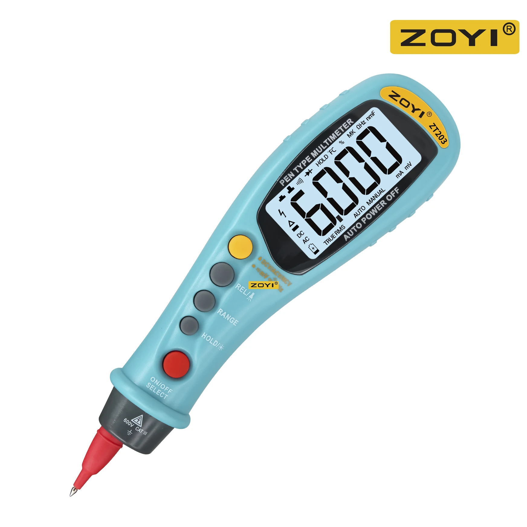 

ZOYI ZT203 Pen Type Digital Multimeter 6000 Counts Capacitor Tester Auto / Manual Range