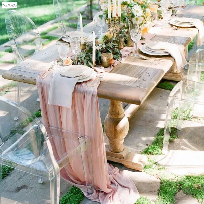 

Wedding Gift Gauze Table Runner Party Table Banner Personalize Wedding Decoration Pink Guaze Napkins And Runners 60x400cm
