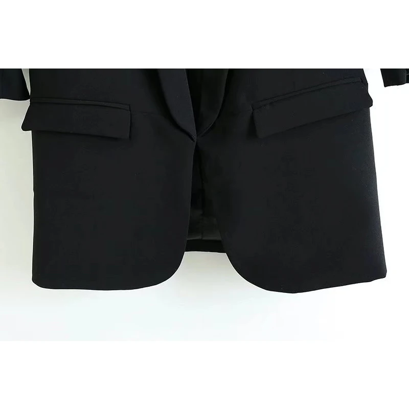 Женский офисный пиджак Повседневная однотонная Свободная куртка со складками на