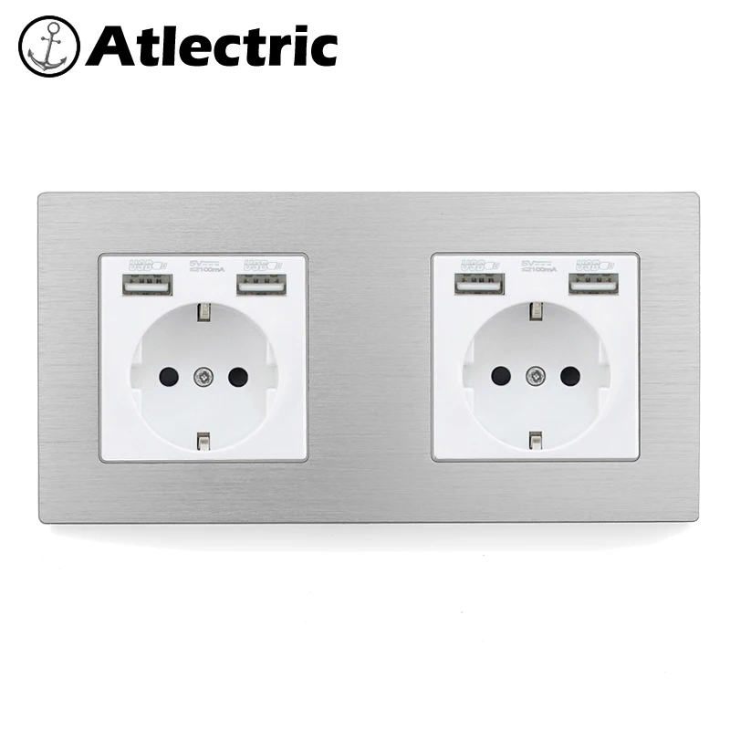 Atlectric европейская вилка разъем usb зарядный порт розетка для мобильного двойной тройной Четырехместный электрическая розетка переходник usb,разетка с usb для дома,розетки