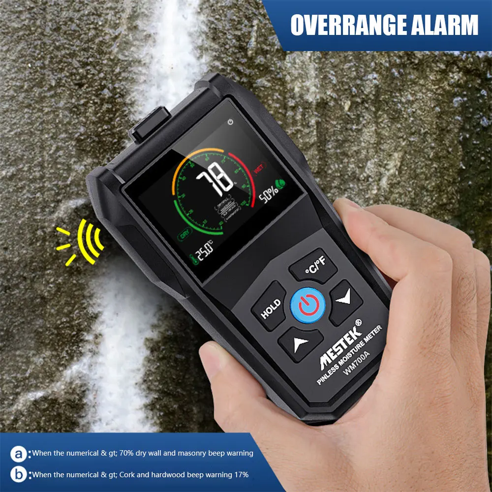 

MESTEK Inductive Wood Moisture Meter Non-Contact Hygrometer Digital Moisture Detector Density 4 ~ 80% Measuring Tool