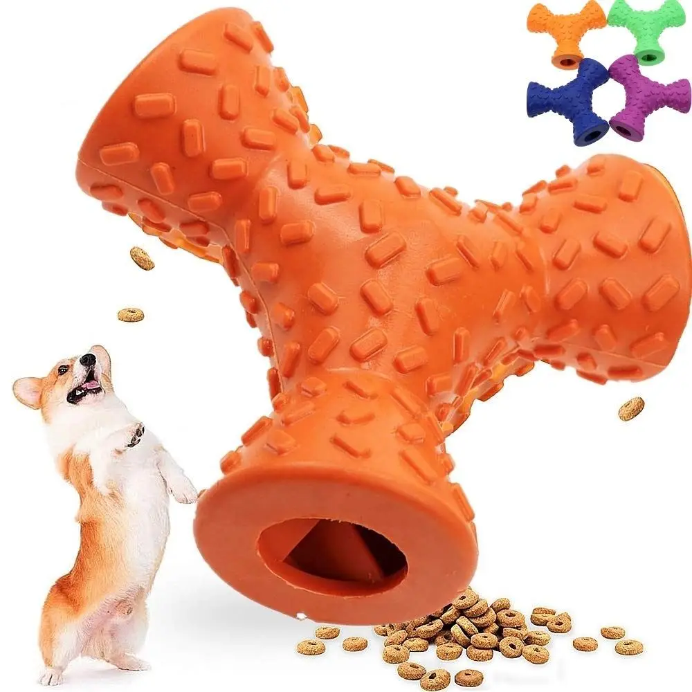 

Durable Dog Chew Toys Natural Rubber Teeth Cleaning Chewing Toy Dogs IQ Treat Interactive Puzzle Toys Leaking Food Dispenser