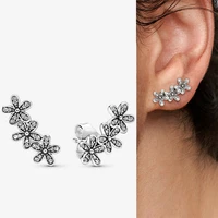 100 925 sterling silver pan earring fashionable and dazzling daisy earrings for women wedding gift fashion jewelry