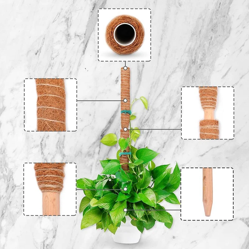 

Plant Supports Totem Moss Pole For Potted Plants - 4Pcs 16 Inches Plant Moss Stick Climbing Plant Coco Coir Poles